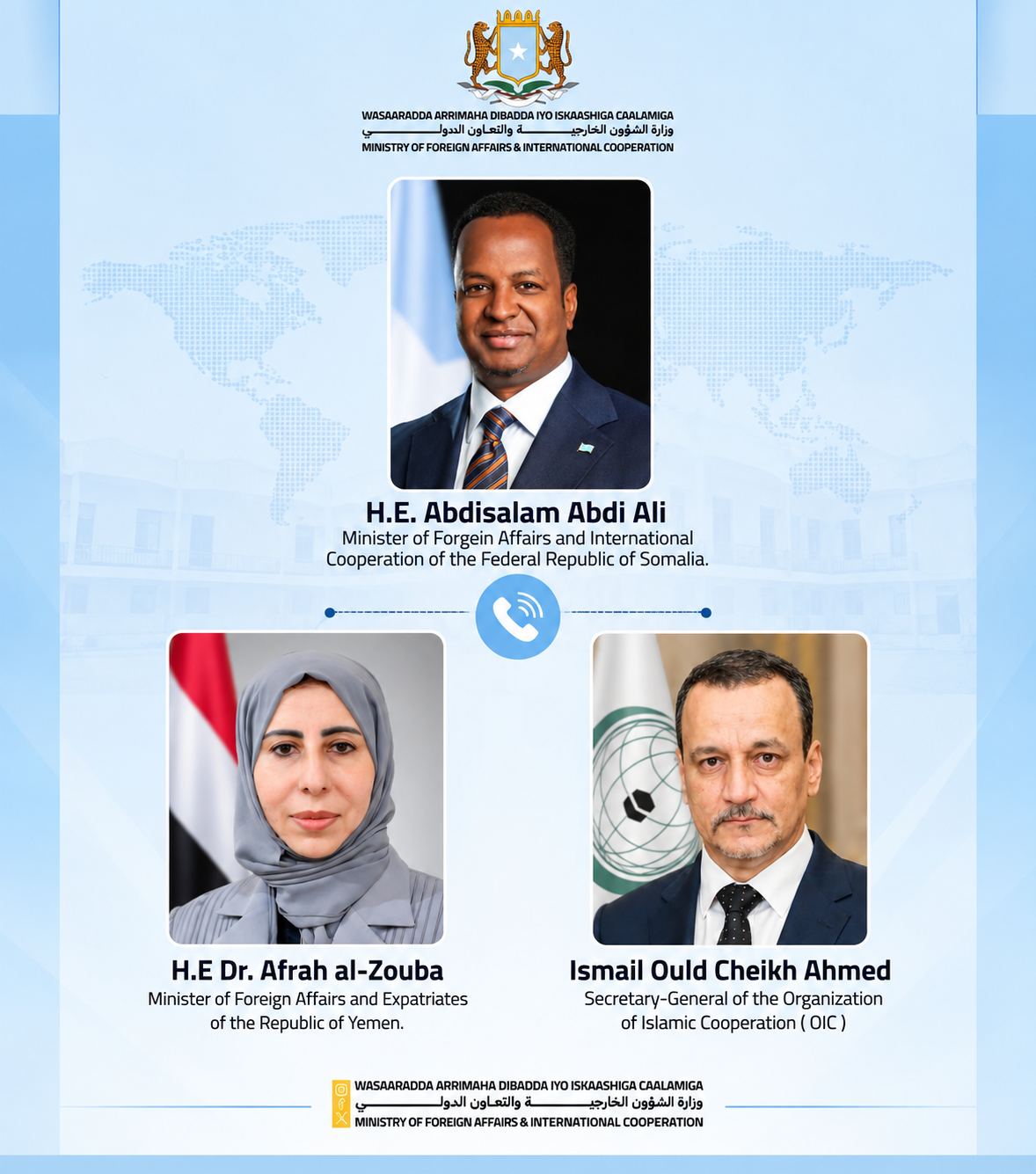 Foreign Minister Holds Telephone Talks with Yemen, OIC Secretary-General